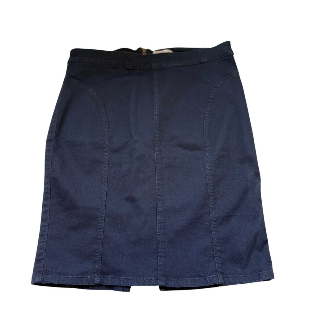 Vtg Guess LA High Waisted Denim Y2K Style Pencil Skirt XL Dk Blue Full Back Zip